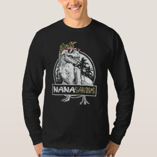 Womens Cute Nanasaurus Grandma Dinosaur Rex Famil T-Shirt