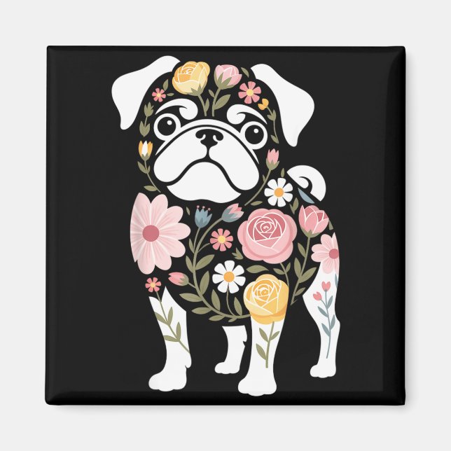 Womens Cute Pug Dog Mum Magnet (Front)