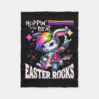 Women's Cute Punk Rocking Bunny Hopping Rabbit Eas Fleece Blanket