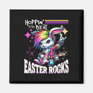 Women's Cute Punk Rocking Bunny Hopping Rabbit Eas Magnet