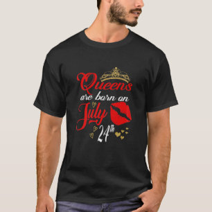 Womens Cute Red Lips Queens Are Born On July 24Th T-Shirt