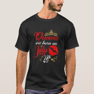 Womens Cute Red Lips Queens Are Born On July 28Th T-Shirt