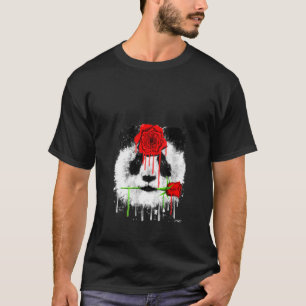Womens Cute Red Rose Panda Animal Graphic ( Idea) T-Shirt