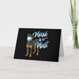 Womens Cute Rottweiler Dog with Mask - Wear a Face Holiday Card