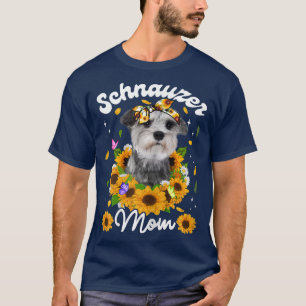 Womens Cute Schnauzer Dog Mum Sunflower Mothers Da T-Shirt