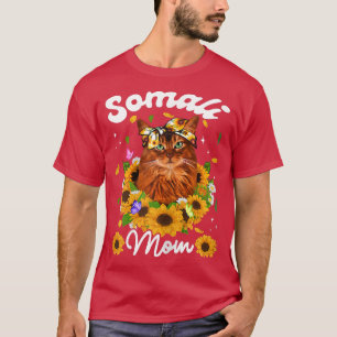 Womens Cute Somali Cat Mum Sunflower Mothers Day T-Shirt
