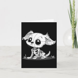 Womens Cute Spooky Skeleton Dog - Halloween Puppy Card
