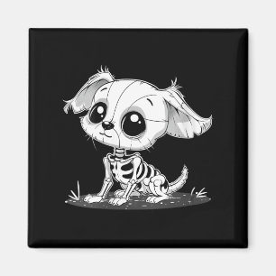 Womens Cute Spooky Skeleton Dog - Halloween Puppy Magnet