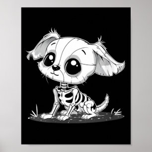 Womens Cute Spooky Skeleton Dog - Halloween Puppy Poster