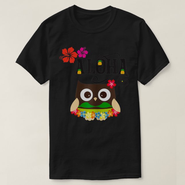 Womens CUTE TROPICAL HAWAIIAN OWL LUAU GIFTS FOR W T-Shirt (Design Front)