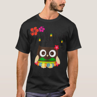 Womens CUTE TROPICAL HAWAIIAN OWL LUAU GIFTS FOR W T-Shirt
