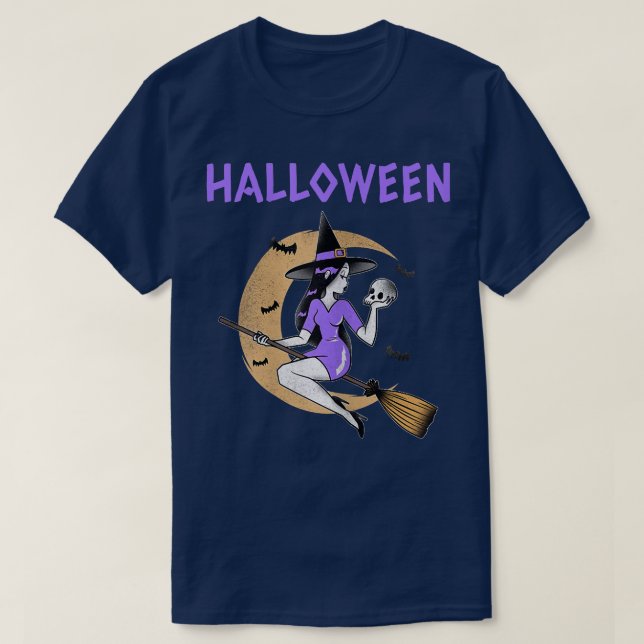 Womens Cute Witch  Halloween s Women Cute Witch Ha T-Shirt (Design Front)