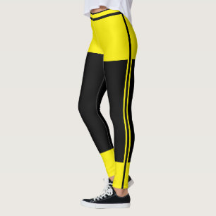 Women's Cute Yellow Black Stripes Fun Athleisure Leggings