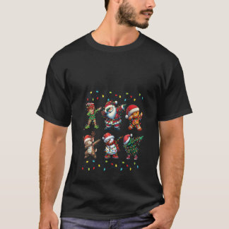 Womens Dabbing Elf Santa Claus Friends Xmas Party  T-Shirt