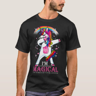 Womens Dabbing I'M Magical Rainbow Unicorn Magic V T-Shirt