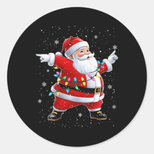 Womens Dabbing Santa Xmas Dancing Girls Boys Kids  Classic Round Sticker