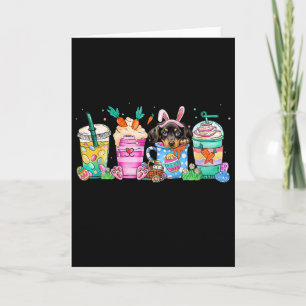 Womens Dachshund Dog Coffee Lover Easter Bunny V-n Card