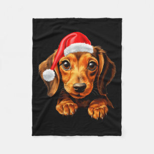 Womens Dachshund Dog Santa Claus Hat Christmas New Fleece Blanket