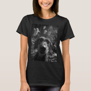 Womens Dachshund Selfie With Ghosts Haunted Forest T-Shirt