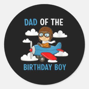 Womens Dad Of The Birthday Boy Funny Pilote Dad Ai Classic Round Sticker