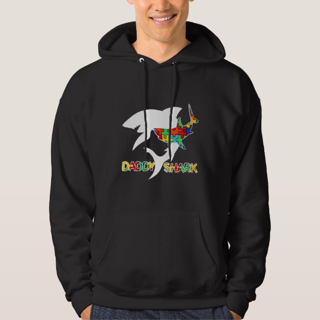 Womens Daddy Shark Autism Awareness Kid Shark Fath Hoodie (Front)