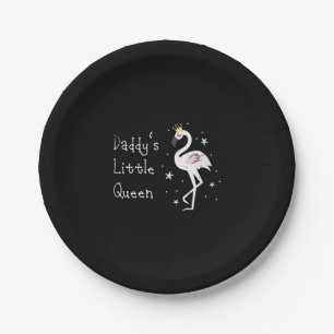 Womens Daddys Little Queen Cute Flamingo Paper Plate