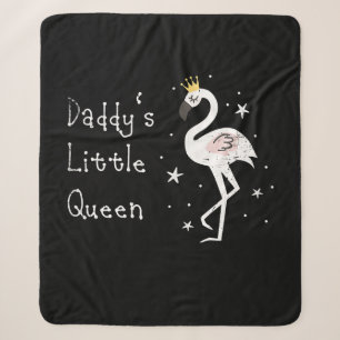Womens Daddys Little Queen Cute Flamingo Sherpa Blanket