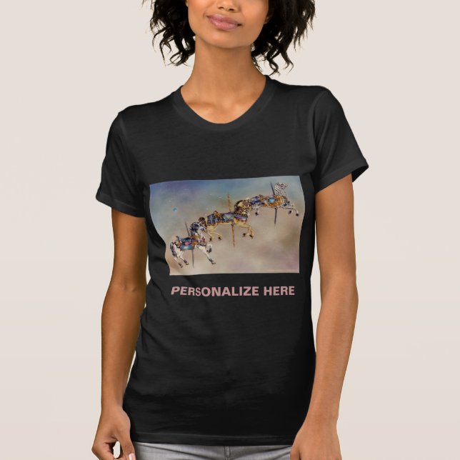 Womens dark tees - Three Carousel Horses (Front)
