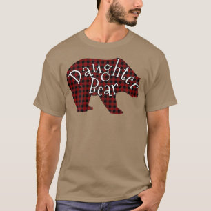 Womens Daughter Bear Red Plaid Design T-Shirt