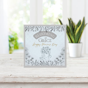 Women's Day Elegant Blue Rose Hair Bloom in Grace Card