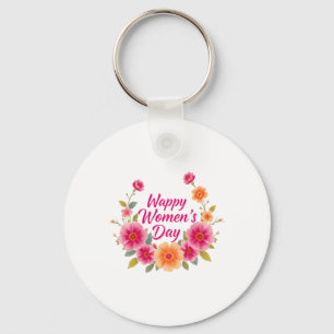 Women's Day Floral Art – Empowerment Celebration D Key Ring