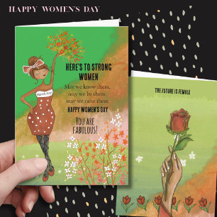 WOMEN'S DAY Funky March Girl Strong Women Card