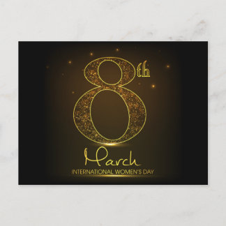 Women's day in black and gold postcard