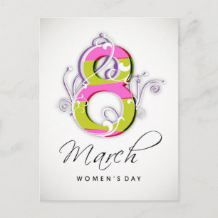 Women's day with flowery number 8 postcard