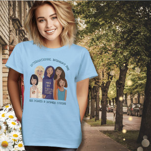 Women's Day   Women Portraits Blue T-Shirt
