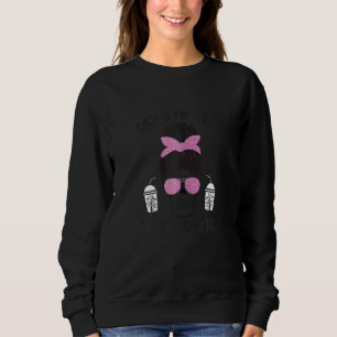 Womens Dead Inside But Caffeinated Skeleton Messy  Sweatshirt
