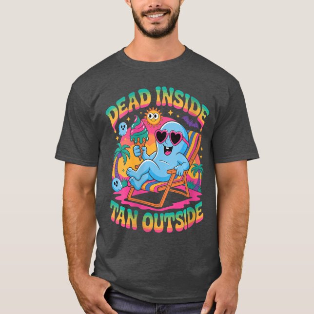 Womens Dead Inside Tan Outside Funny Ghost Summerw T-Shirt (Front)