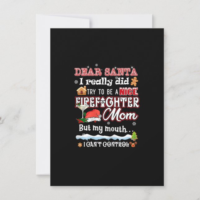 Womens Dear Santa Christmas Xmas Nice Firefighter  Invitation (Front)