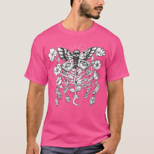 Womens Death Head Moth Moon Crystals Goth Punk Wi T-Shirt