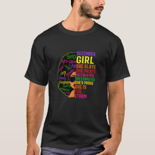 Womens December Girl She Slays & Prays  December B T-Shirt