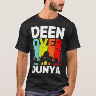 Womens Deen over Dunya Muslim Religion Happy Rama T-Shirt