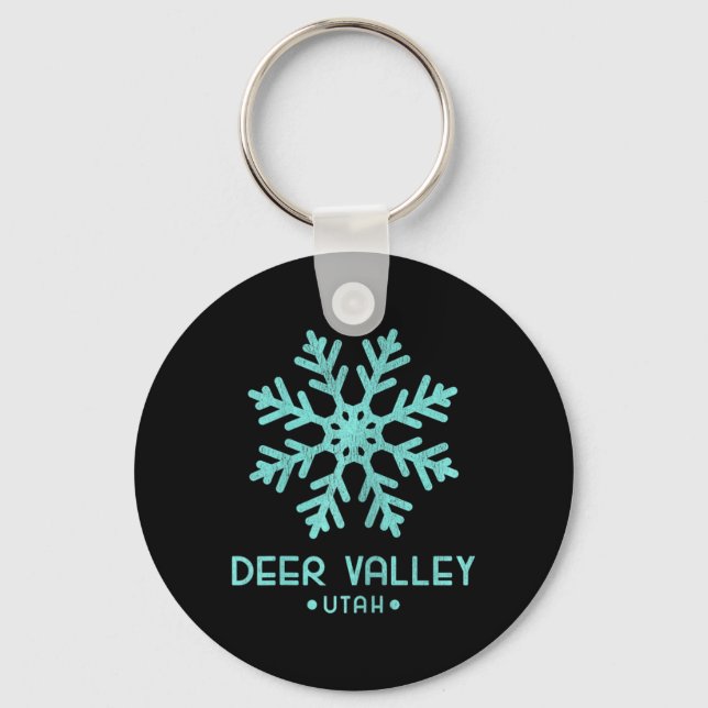 Womens Deer Valley Utah Skiing  Key Ring (Front)