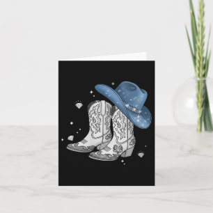 Womens Denim & Diamonds Black Tee Western Cowg Card