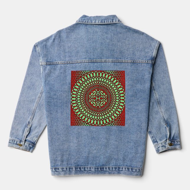 Women's Denim Jacket Jean Jacket Colourful Design  (Back)