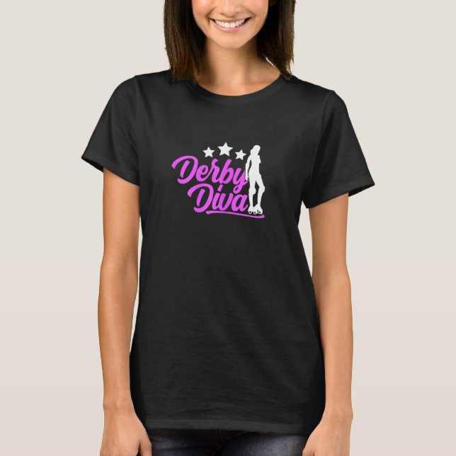 Womens Derby Diva  Roller Derby T-Shirt (Front)