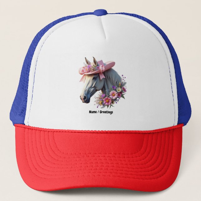 Women's Derby Horse Pink Sun Hat Stylish Horse (Front)