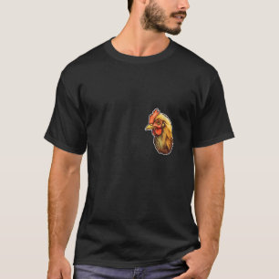 Womens Detailed Head of a Chicken Over Heart V Nec T-Shirt