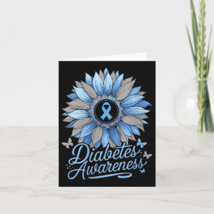 Womens Diabetes Awareness Flower V-neck  Card