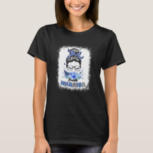 Womens Diabetes Warrior Messy Bun Leopard Diabete T-Shirt