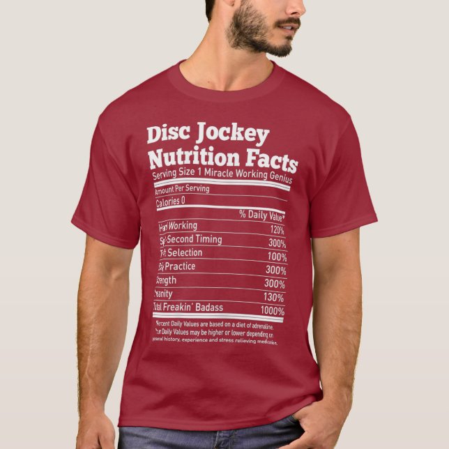 Womens Disc Jockey Nutritional Facts DJ Freakin T-Shirt (Front)